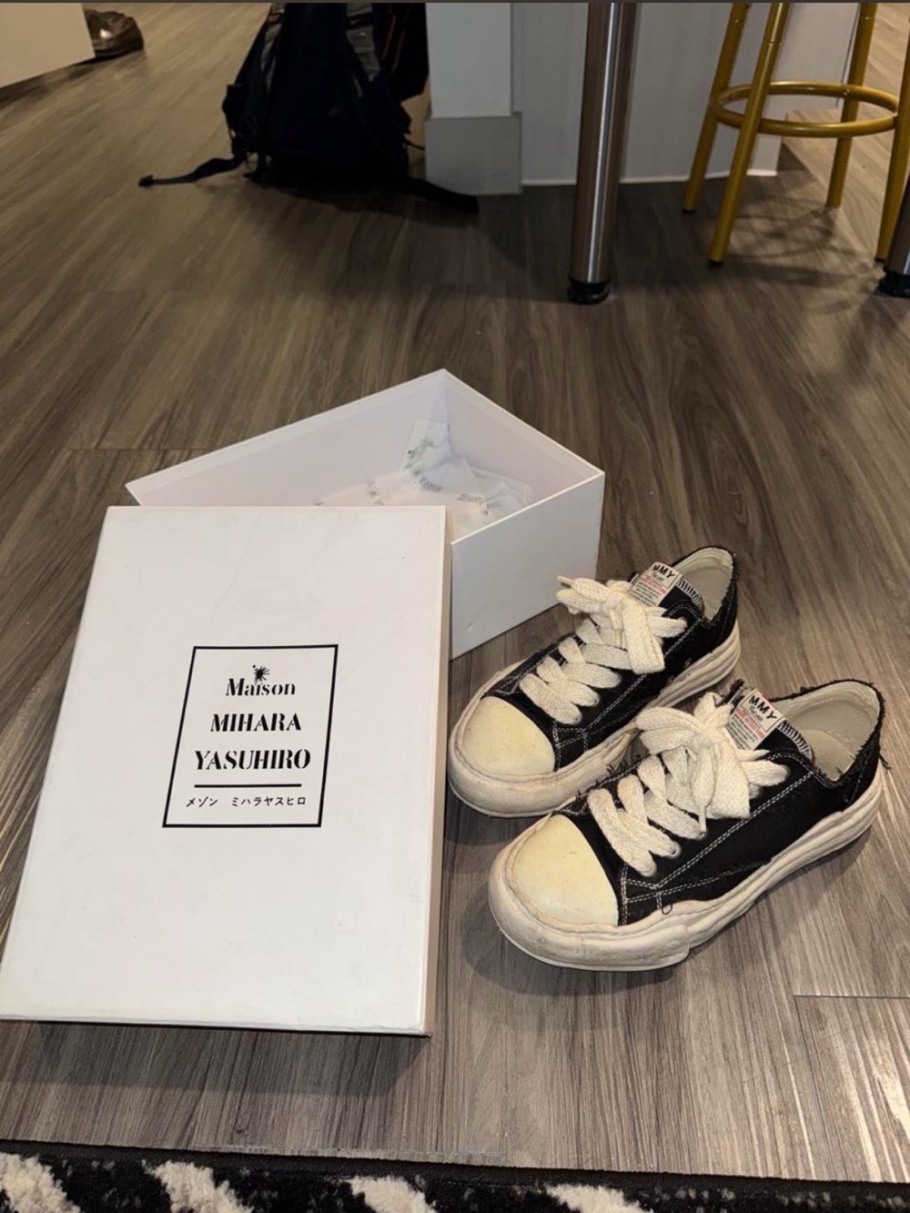 Maison Martin Margiela Black and Cream Low-Top Sneakers